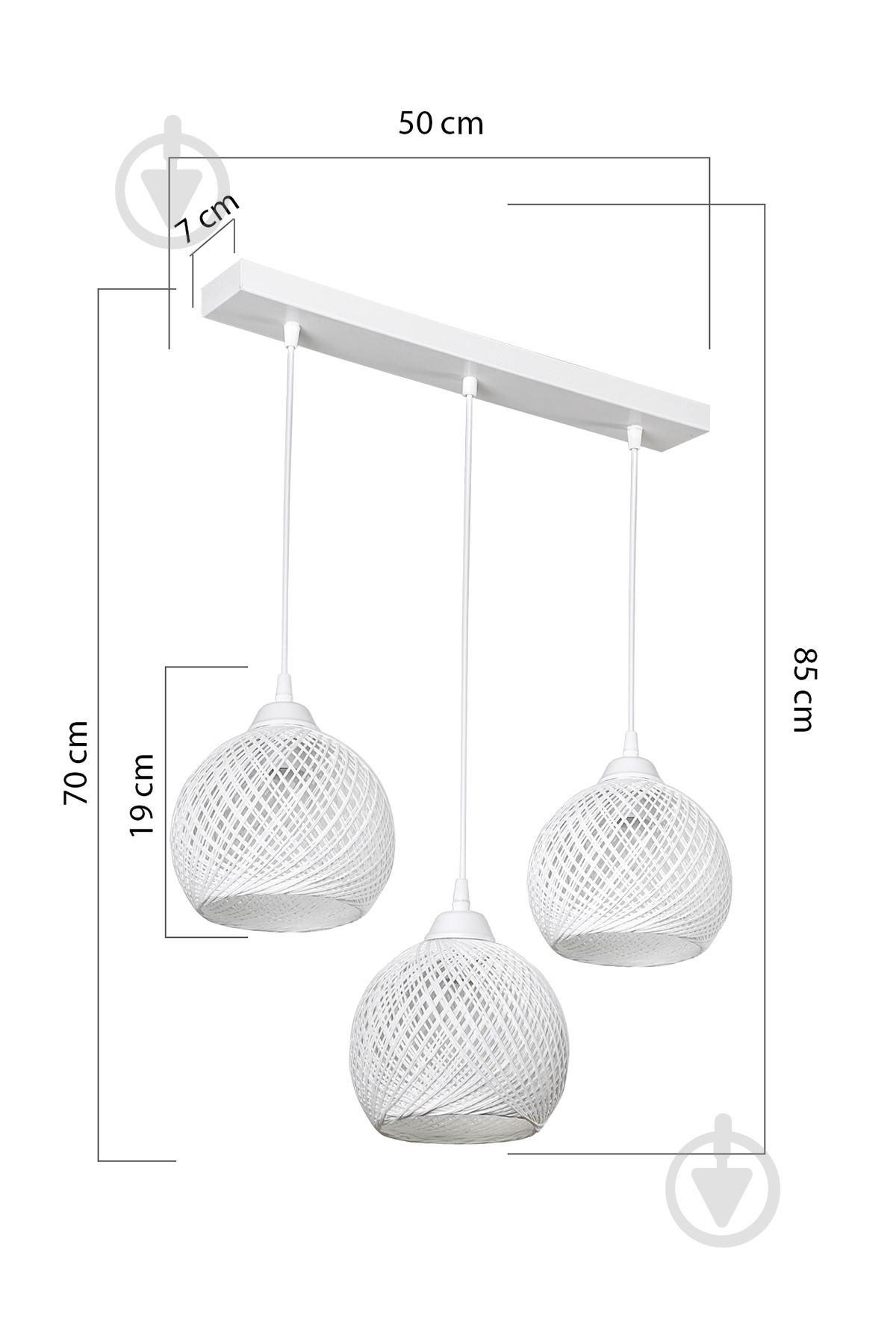 Подвес Luna Yumak Line 3x60 Вт Е27 белый MDL.4750 - фото 4