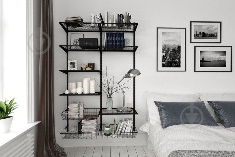 Стойка к гардеробной системе Kolchuga 1000 мм BLACK EDITION с двойной перфорацией черный - фото 9