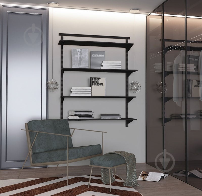 Стойка к гардеробной системе Kolchuga 1000 мм BLACK EDITION с двойной перфорацией черный - фото 12