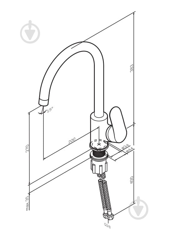 Смеситель для кухни AM.PM Like F80E07122 черный - фото 7