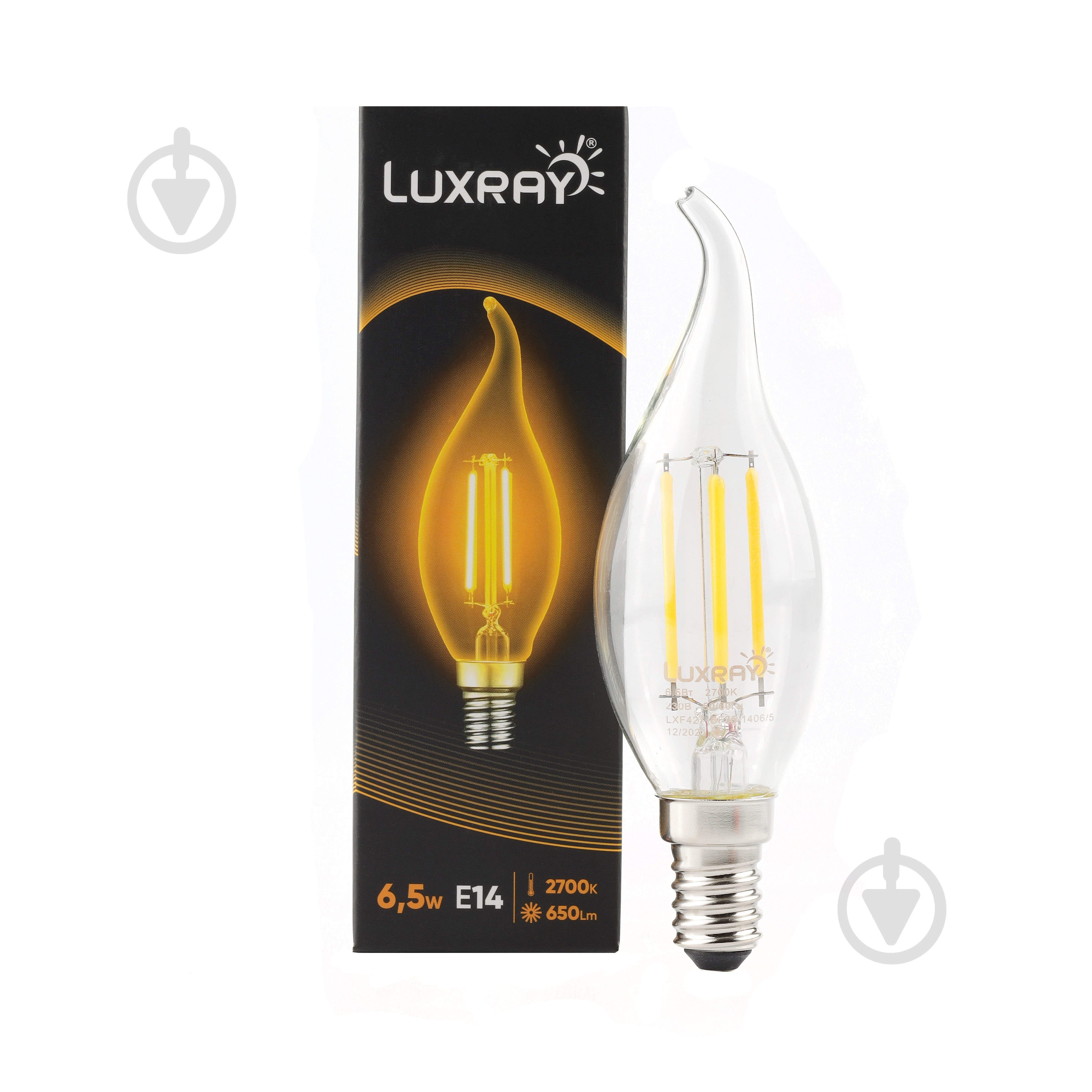 Лампа світлодіодна Luxray FIL 6,5 Вт CF37 прозора E14 220 В 2700 К LXF427-BF35-1406/5 - фото 1