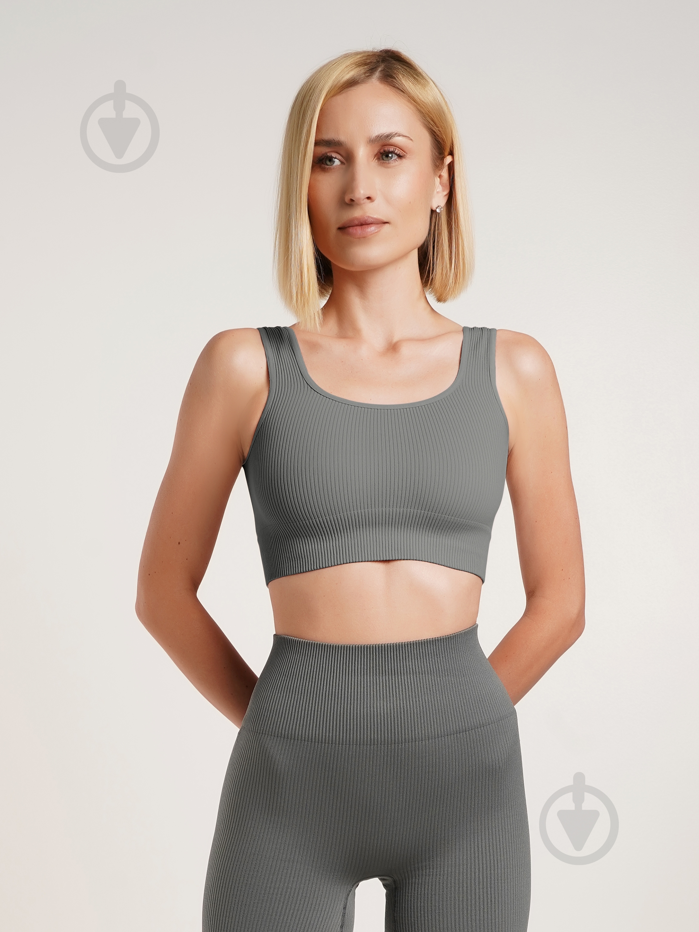 Топ Giulia Top rib poppy seed р.S/M серый - фото 3