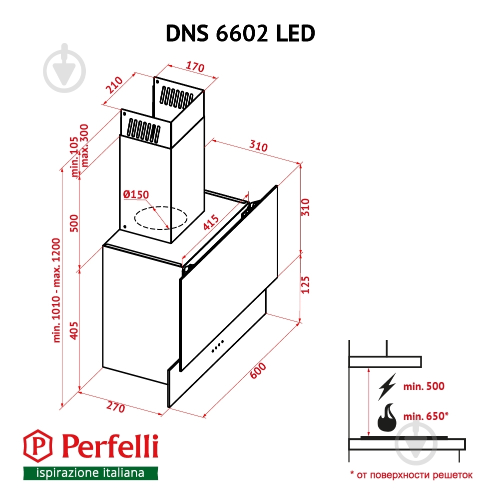 Витяжка Perfelli DNS 6602 BL LED - фото 10