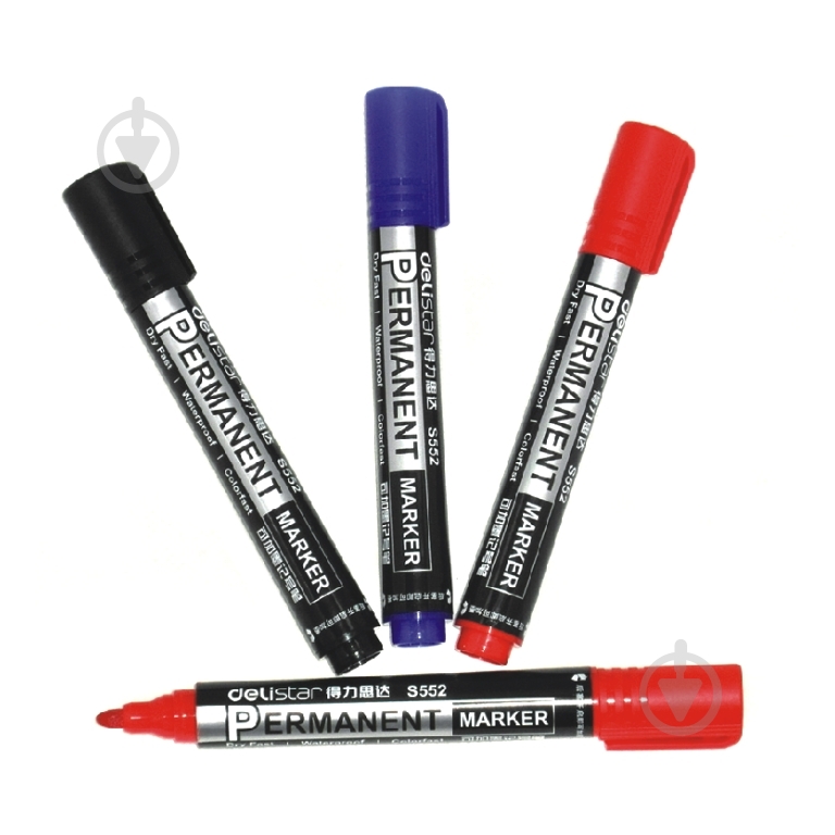 Маркер перманентный Deli 2 мм синий 552S - фото 1