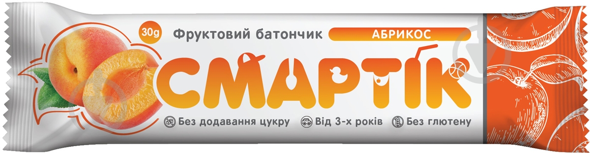 Батончик Смартік фруктовий абрикос 30 г - фото 1