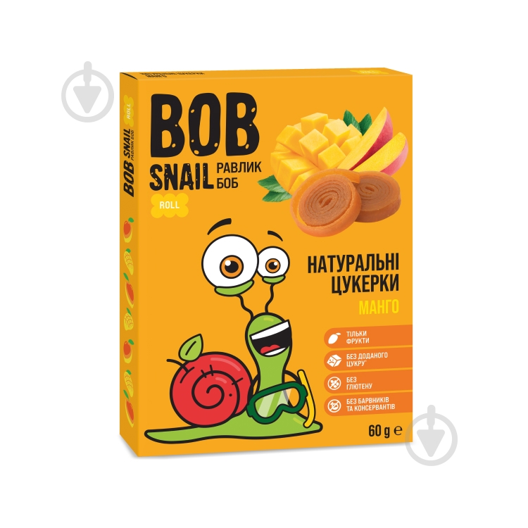 Конфеты BobSnail натуральные манговые 60 г - фото 1 Конфеты BobSnail натуральные манговые 60 г - фото 1
