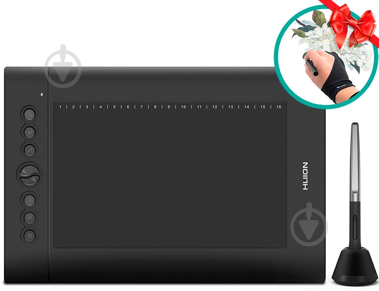 Планшет графічний Huion H610PROV2 + рукавичка - фото 1 Планшет графічний Huion H610PROV2 + рукавичка - фото 1
