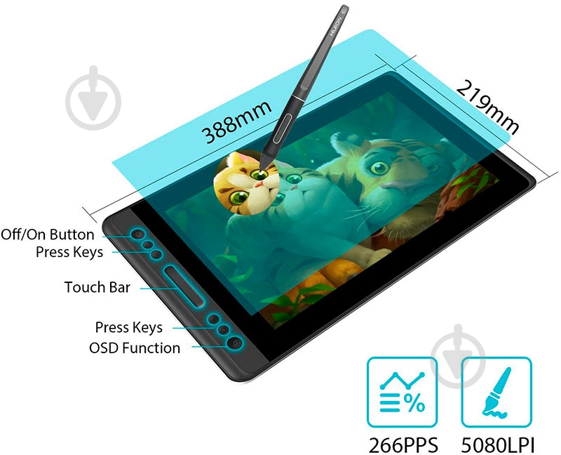Монитор графический Huion Kamvas PRO13 + перчатка - фото 5 Монитор графический Huion Kamvas PRO13 + перчатка - фото 5