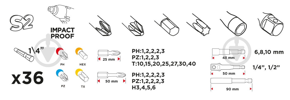 Набір біт GRAPHITE 36 шт. 56H560 - фото 6 Набір біт GRAPHITE 36 шт. 56H560 - фото 6