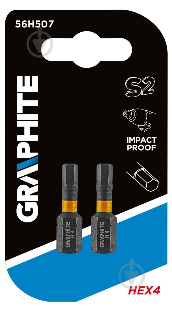 Бита GRAPHITE HEх4 х 25 мм 2 шт. 56H507 - фото 2 Бита GRAPHITE HEх4 х 25 мм 2 шт. 56H507 - фото 2