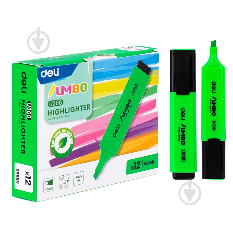 Маркер текстовый Deli UMBO 1-5 мм зеленый EU366-GN - фото 1