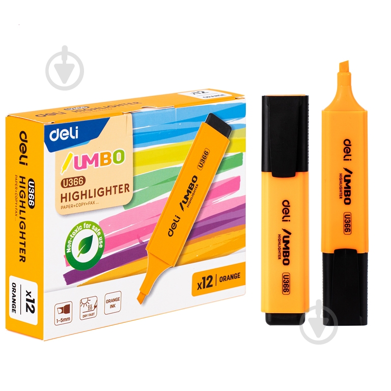 Маркер текстовый Deli UMBO 1-5 мм оранжевый EU366-OR - фото 1