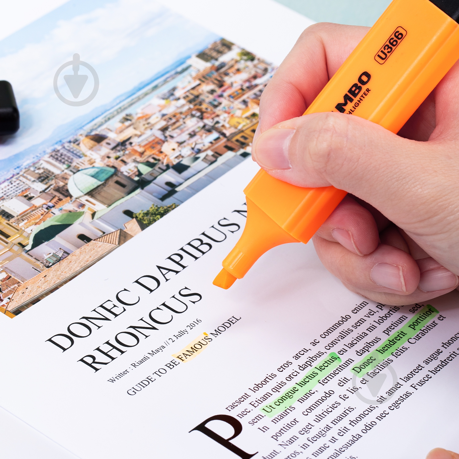 Маркер текстовый Deli UMBO 1-5 мм оранжевый EU366-OR - фото 5