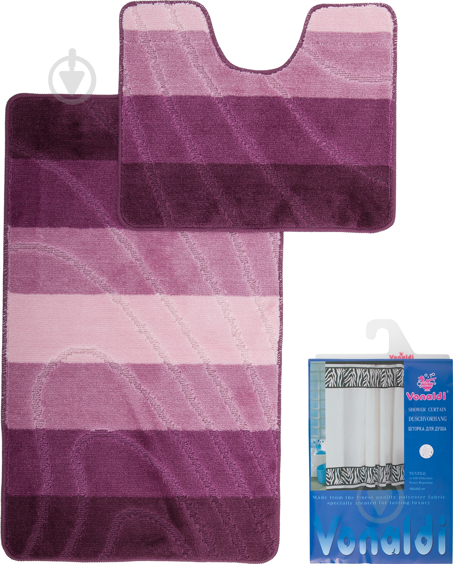 Набор ковриков Vonaldi Colorline Bari Grape + штора для душа - фото 1