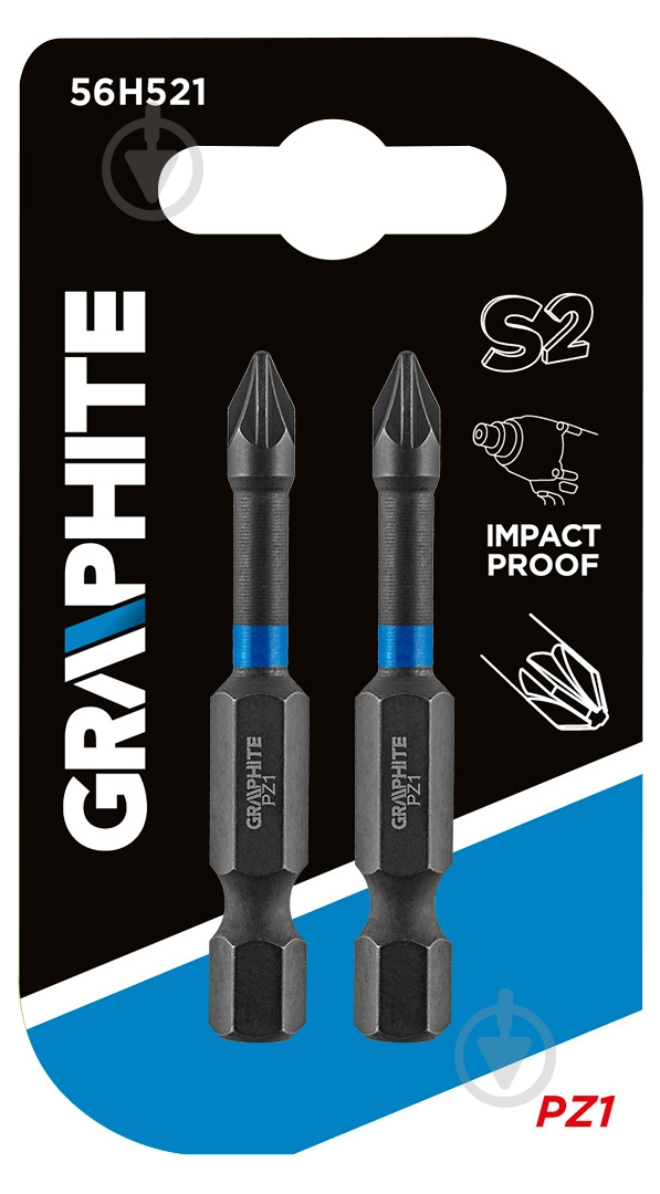 Бита GRAPHITE PZ1 х 50 мм 2 шт. 56H521 - фото 2 Бита GRAPHITE PZ1 х 50 мм 2 шт. 56H521 - фото 2