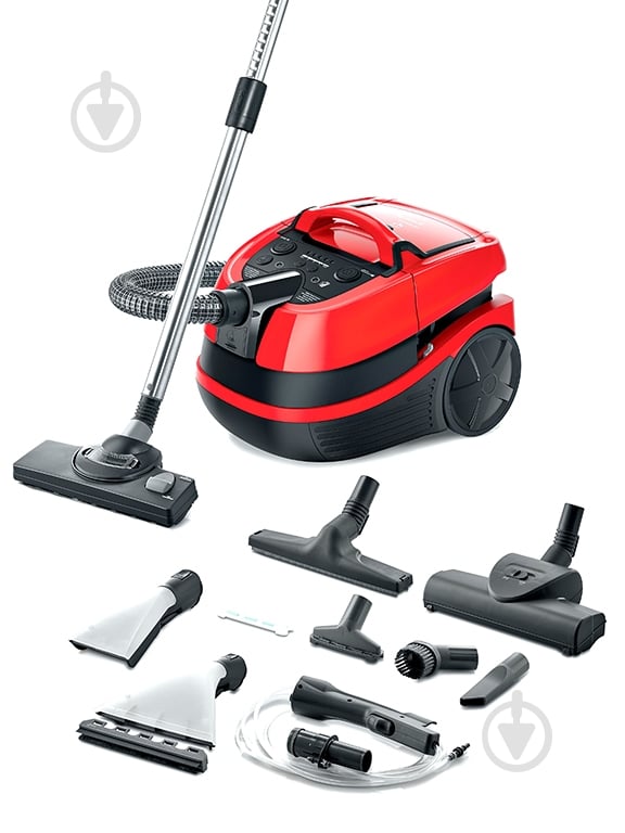 Пылесос моющий Bosch BWD421PET red/black - фото 1 Пылесос моющий Bosch BWD421PET red/black - фото 1
