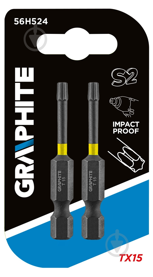 Бита GRAPHITE ТХ15 х 50 мм 2 шт. 56H524 - фото 2 Бита GRAPHITE ТХ15 х 50 мм 2 шт. 56H524 - фото 2