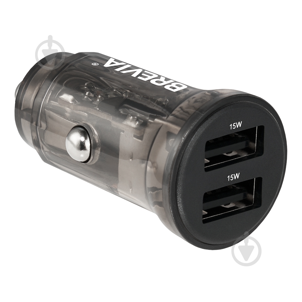 Зарядное устройство — адаптер прикуривателя-USB Brevia ePower DualDrive 15W 2xUSB-A, прозрачный черный 47015DUB - фото 5