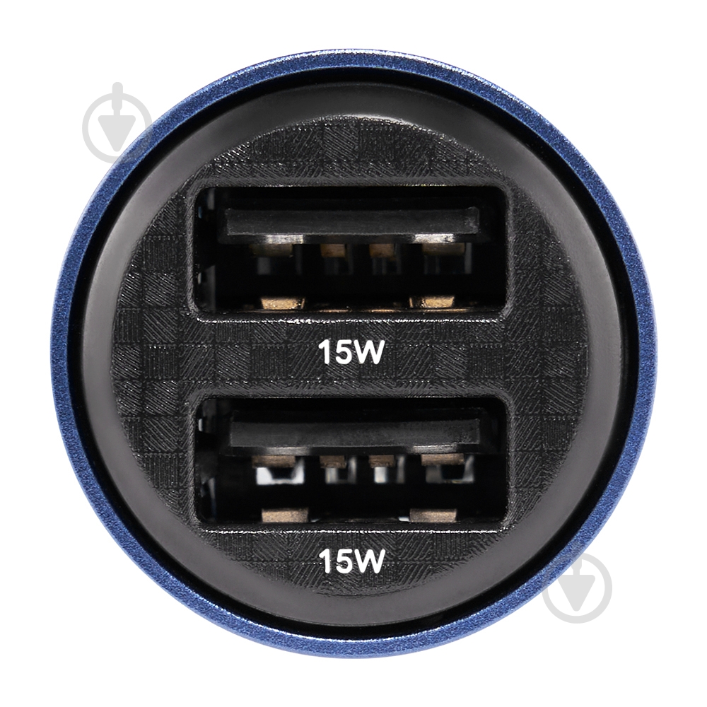 Зарядное устройство — адаптер прикуривателя-USB Brevia ePower DualDrive 15W 2xUSB-A, прозрачный синий 46515DUBL - фото 4