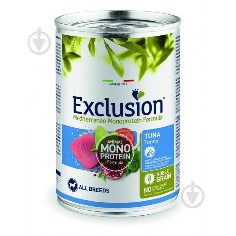 Консерва для дорослих собак для усіх порід Exclusion Adult Тuna All Breed (тунець) 400 г - фото 1 Консерва для дорослих собак для усіх порід Exclusion Adult Тuna All Breed (тунець) 400 г - фото 1