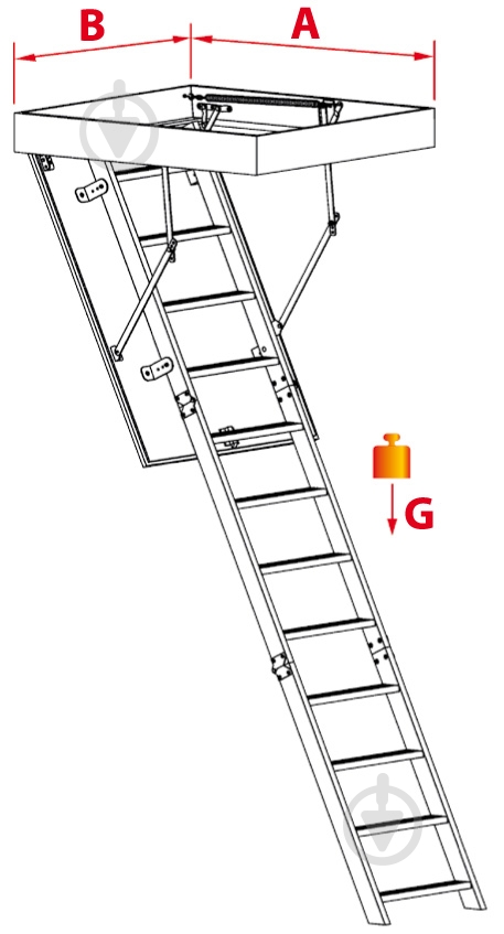 Лестница чердачная Oman Mini Extra H265 80x70 см - фото 4