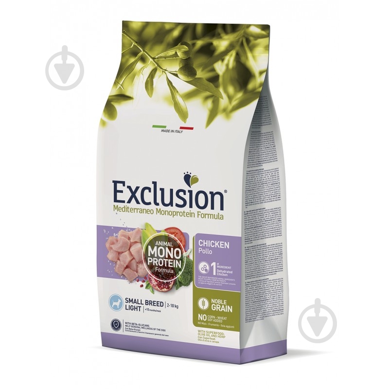 Корм сухий для собак з надмірною вагою або стерилізованих для малих порід Exclusion Light Chicken Small Breed (курка) 5 - фото 1