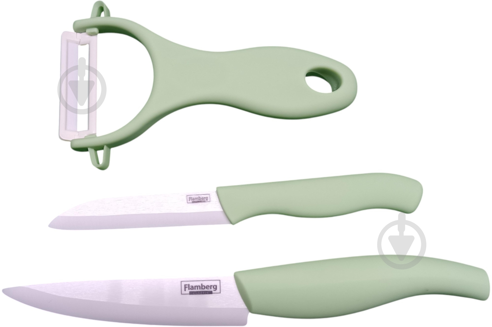 Набір ножів Smart Kitchen by Flamberg 2 шт + овочерізка зелений - фото 11