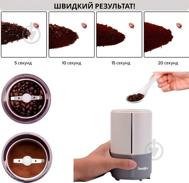 Кавомолка Sonifer SF-3520 white - фото 4