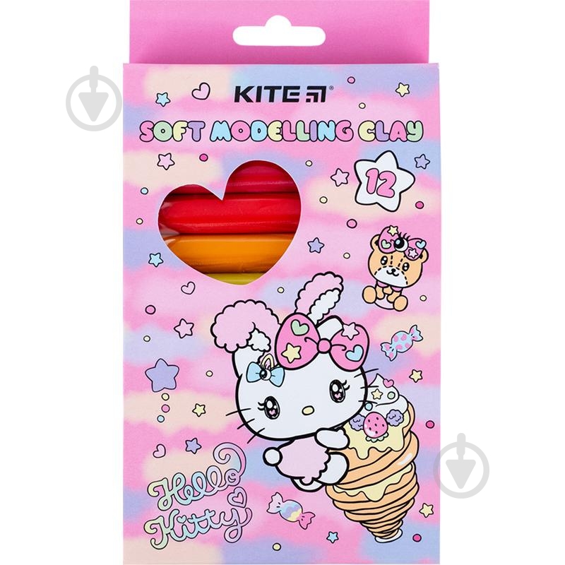 Пластилин восковый Hello Kitty 12 цветов 200 г KITE - фото 1