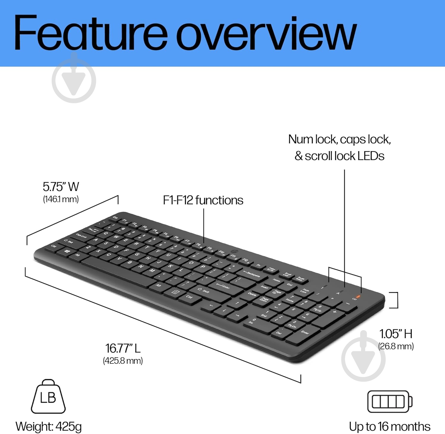 Клавіатура HP 220 WL EN/UK (805T2AA) black - фото 2