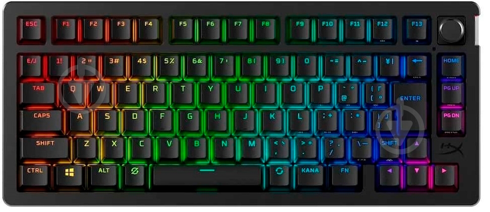 Клавиатура HyperX Alloy Rise 75 Wireless ENG/UA RGB (91Y91AA) black - фото 1 Клавиатура HyperX Alloy Rise 75 Wireless ENG/UA RGB (91Y91AA) black - фото 1