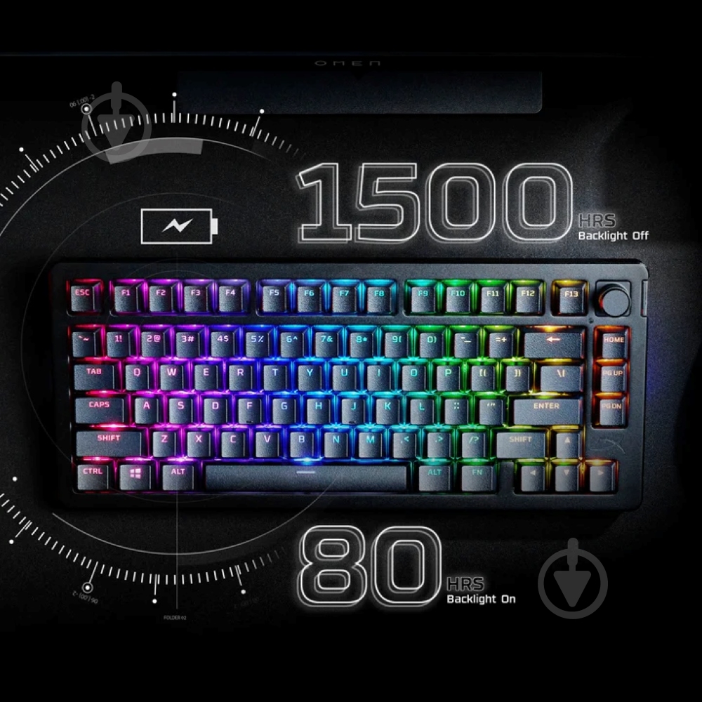 Клавиатура HyperX Alloy Rise 75 Wireless ENG/UA RGB (91Y91AA) black - фото 5 Клавиатура HyperX Alloy Rise 75 Wireless ENG/UA RGB (91Y91AA) black - фото 5