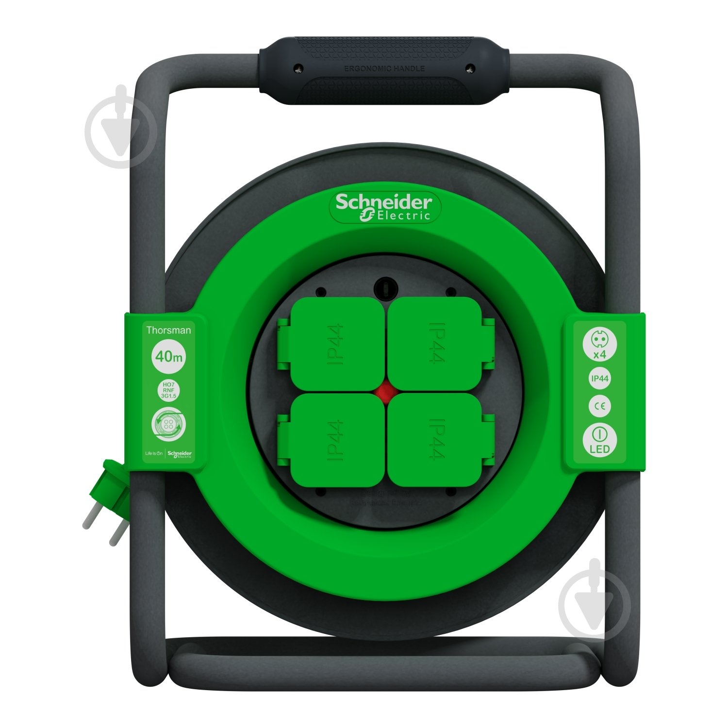 Удлинитель на катушке Schneider Electric с заземлением 4 гн. черный 40 м IMT33158 - фото 1 Удлинитель на катушке Schneider Electric с заземлением 4 гн. черный 40 м IMT33158 - фото 1