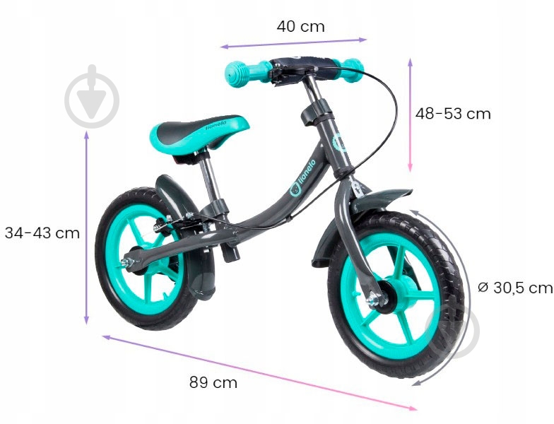 Беговел Lionelo Dan Plus бирюзовый LO.DA01 - фото 2 Беговел Lionelo Dan Plus бирюзовый LO.DA01 - фото 2