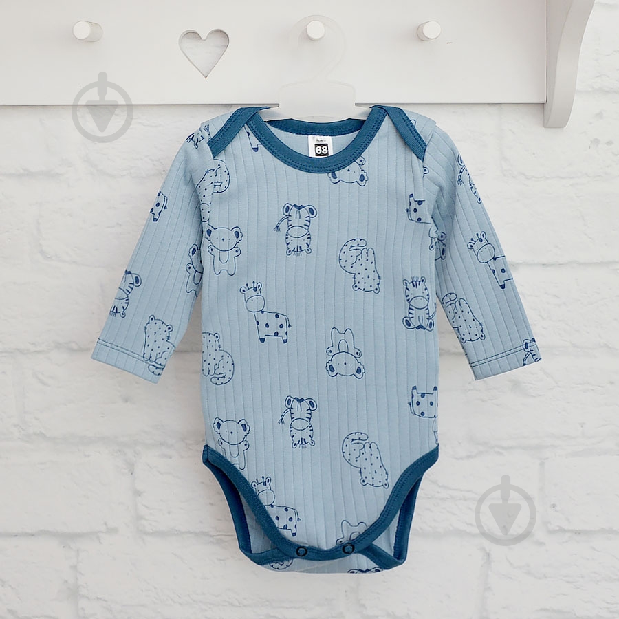 Боді дитяче для хлопчика Blanka Тваринки р.74-80 синій 110839 - фото 2 Боді дитяче для хлопчика Blanka Тваринки р.74-80 синій 110839 - фото 2