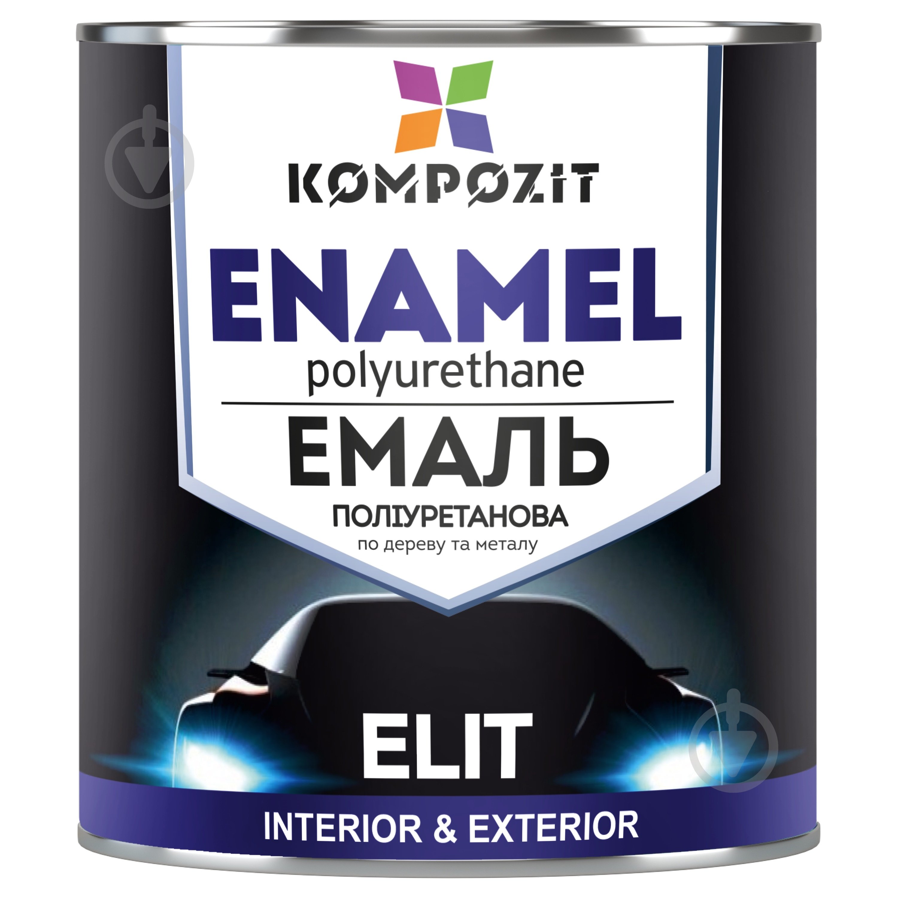 Эмаль полиуретановая Kompozit ELIT RAL 7024 графіт глянец 0,6 л - фото 2