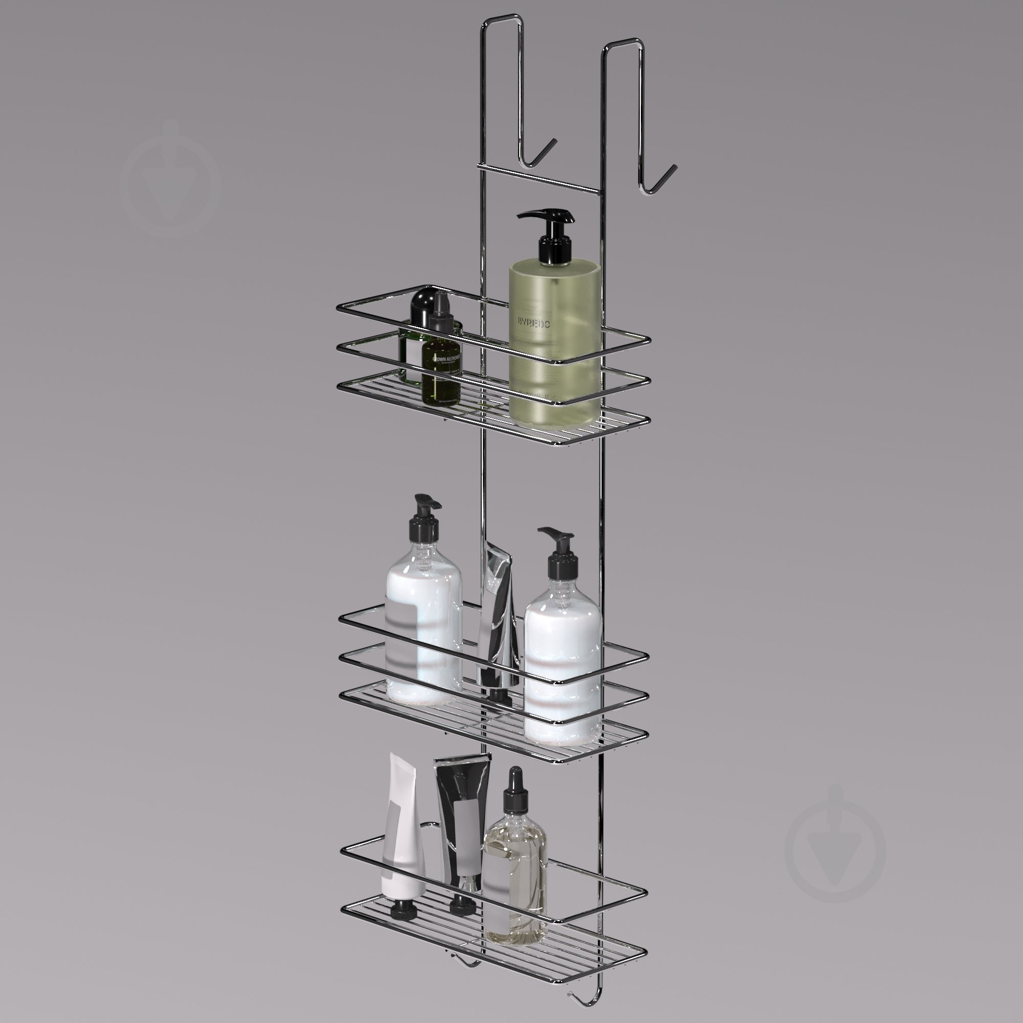 Полиця для ванної 3-ярусна хром - фото 2