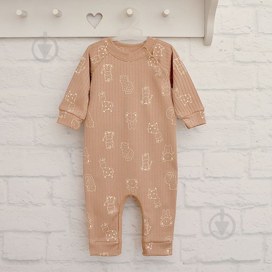 Ромпер-реглан унисекс Blanka Животные р.56-62 бежевый 110835 - фото 2