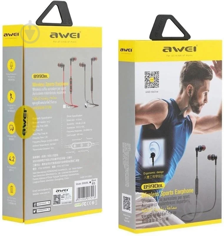 Bluetooth-гарнітура Awei B990BL Bluetooth Earphones black (F_85099) - фото 3