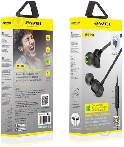 Bluetooth-гарнитура Awei WT20 Bluetooth Earphones black (F_88258) - фото 4