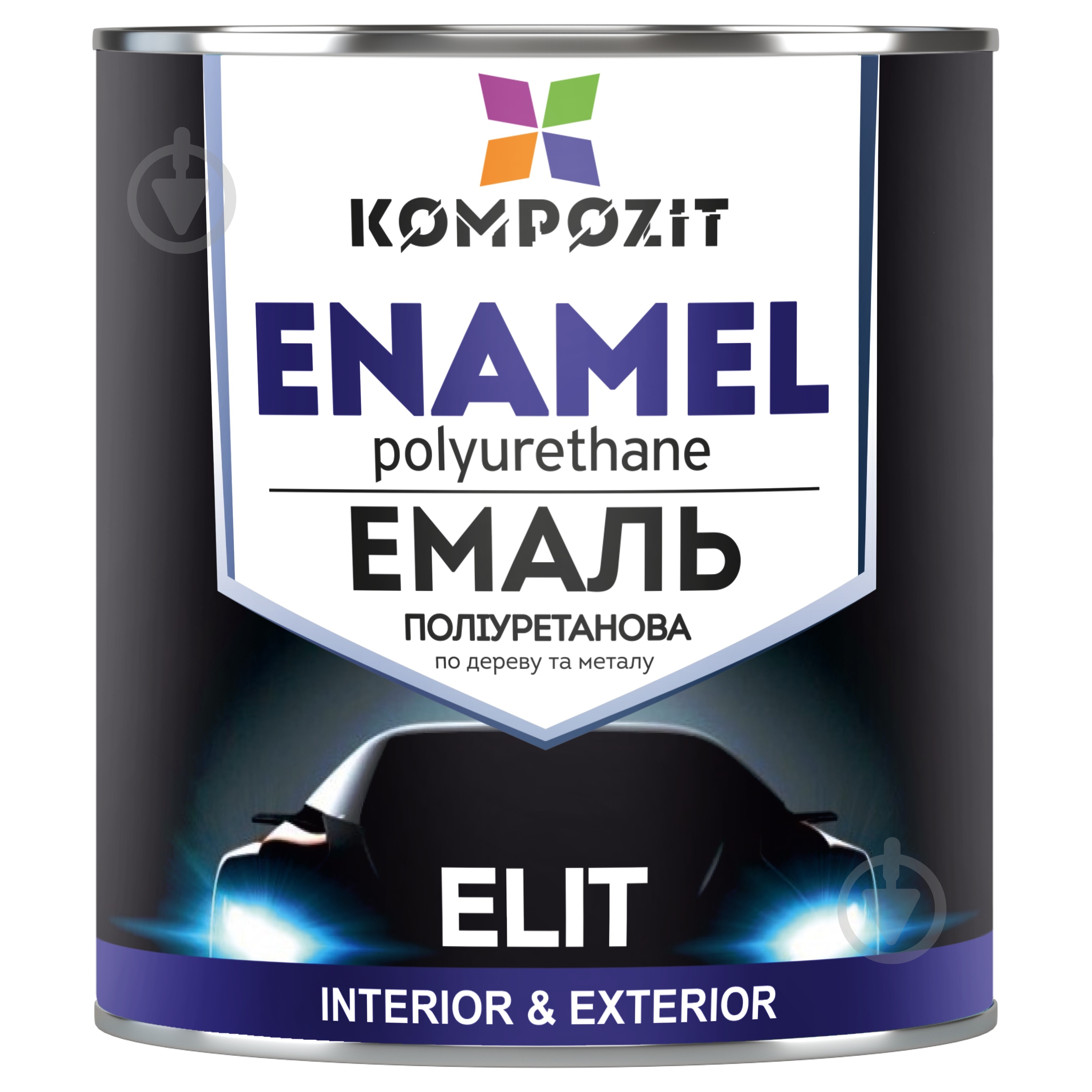 Эмаль полиуретановая Kompozit ELIT RAL 9005 черный шелковистый мат 9 л - фото 2