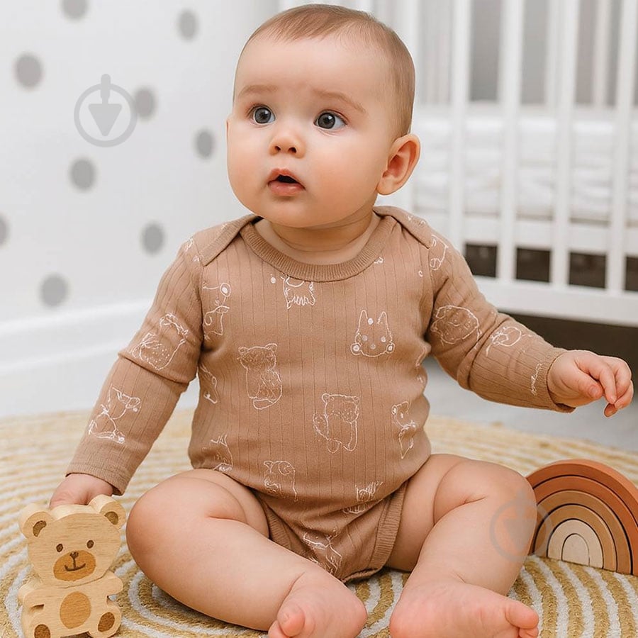 Боді дитяче унісекс Blanka Тваринки р.74-80 бежевий 110840 - фото 1