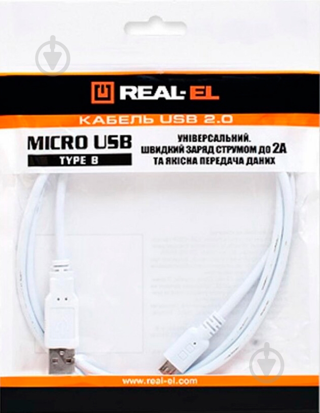 Кабель Real-el USB – microUSB 1 м белый (USB 2.0 Pro AM-micro type B 1m) - фото 2