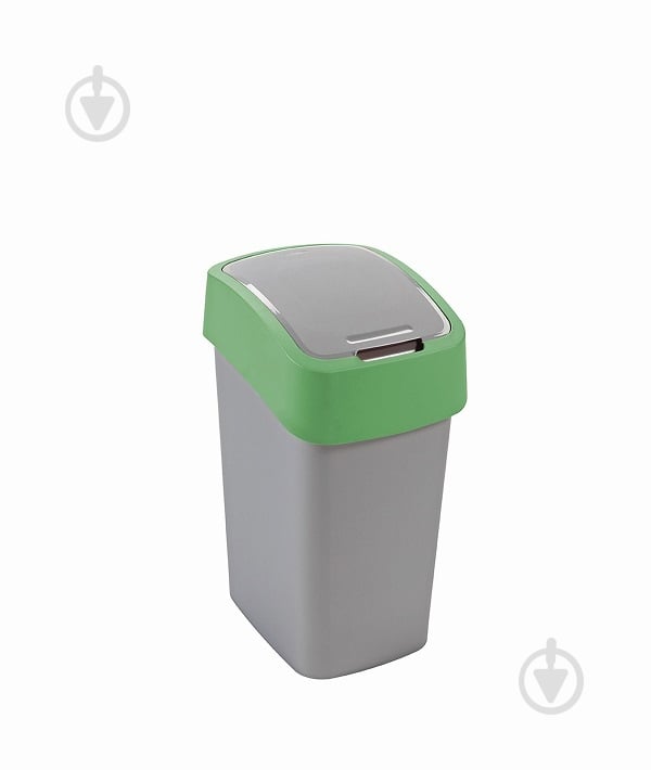 Бак для сміття з кришкою Curver Flip bin сірий із зеленим 10 л сірий із зеленим 190172 - фото 1