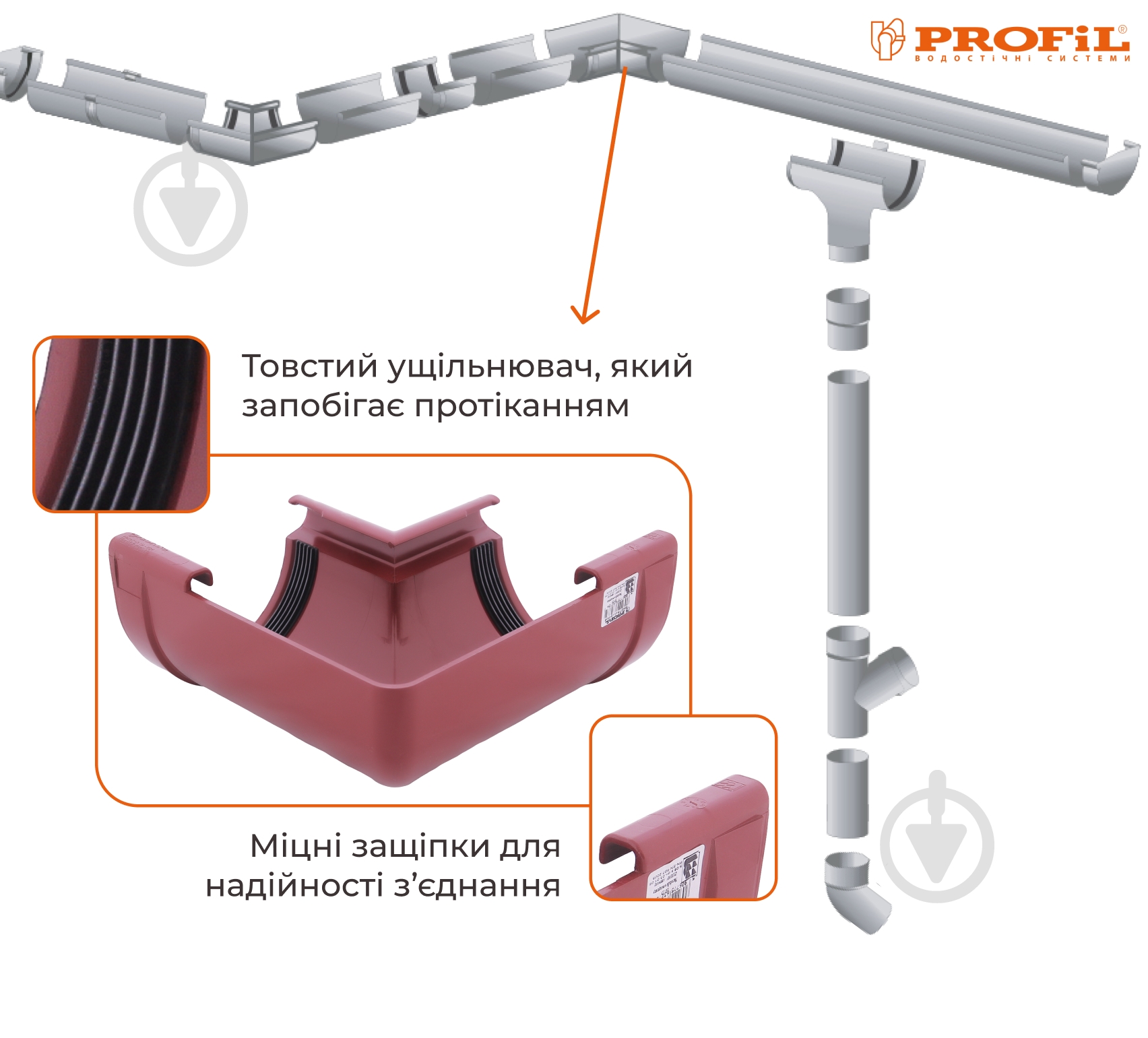 Кут внутрішній PROFiL 90° 130 мм червоний - фото 2