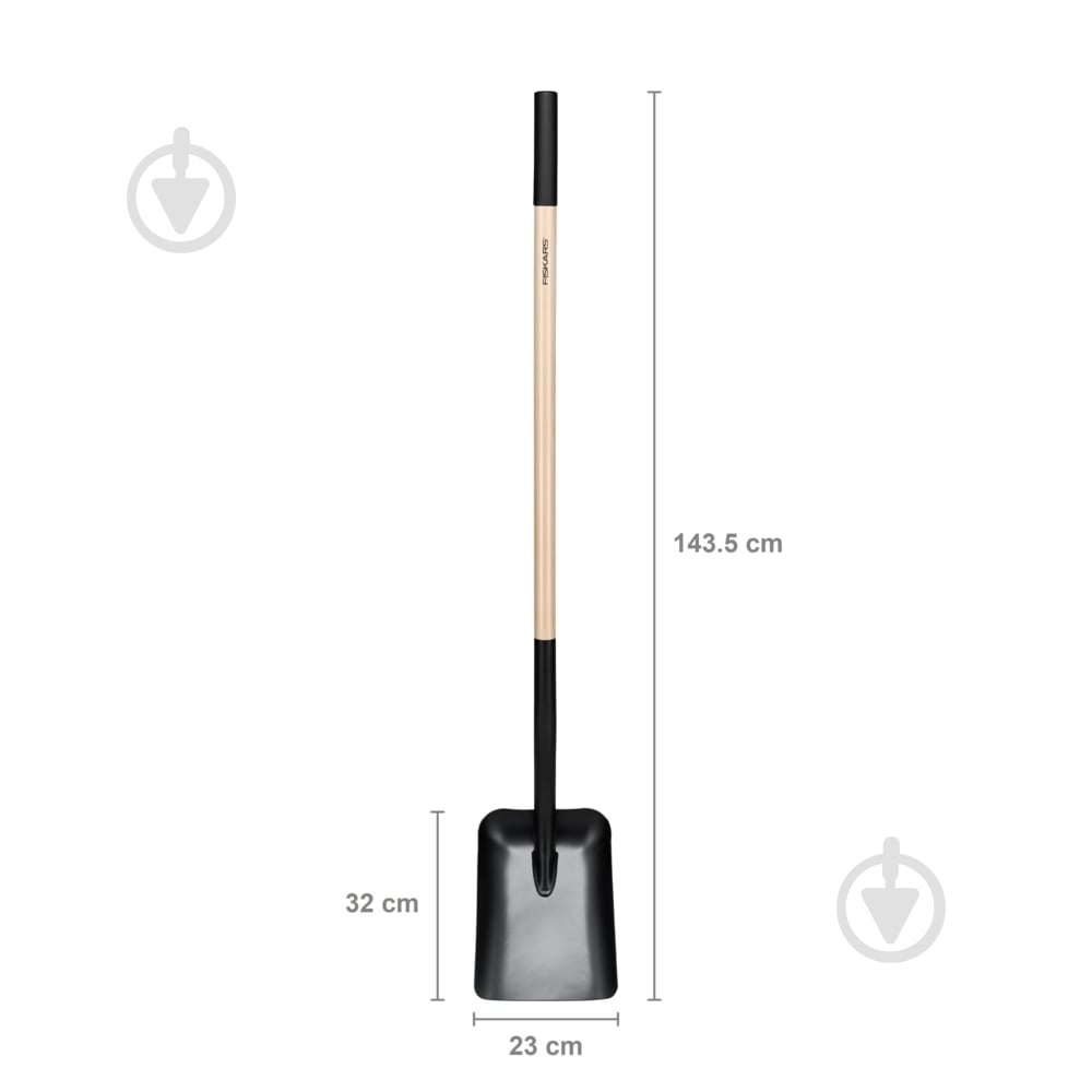 Лопата совковая Fiskars с деревяной ручкой Solid арт. 1066724 - фото 4