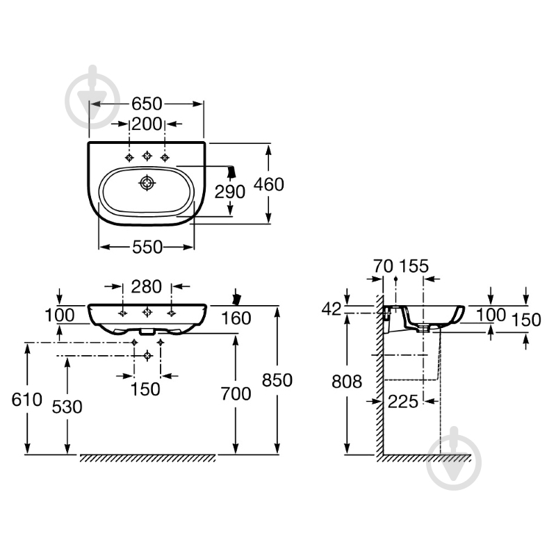 Умывальник ROCA Meridian-N 325241000 - фото 2 Умывальник ROCA Meridian-N 325241000 - фото 2