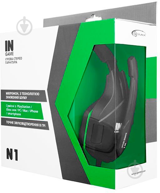 Гарнитура Gemix N1 black/green (4300104) - фото 5