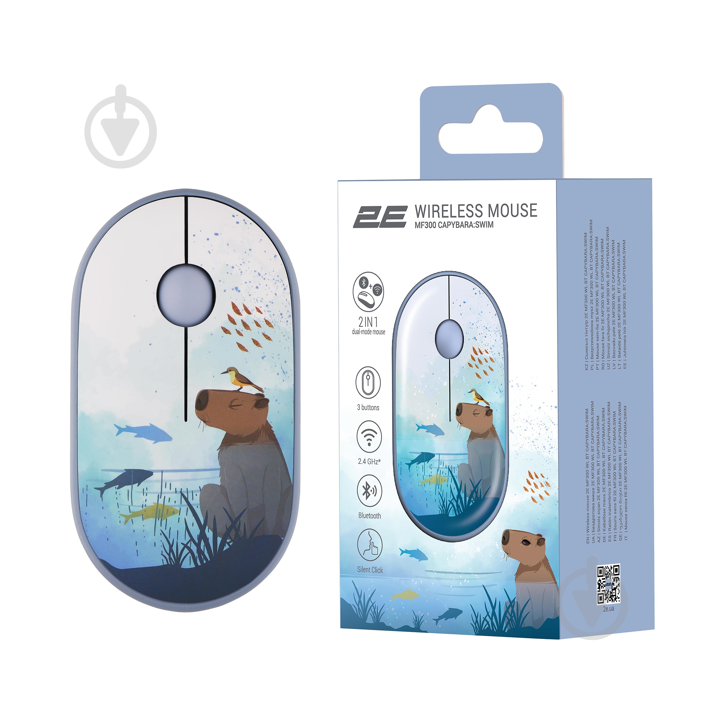 Мышка 2E MF300 Capybara Swim Silent WL BT blue (2E-MF300WCAPIBARABL) - фото 7 Мышка 2E MF300 Capybara Swim Silent WL BT blue (2E-MF300WCAPIBARABL) - фото 7