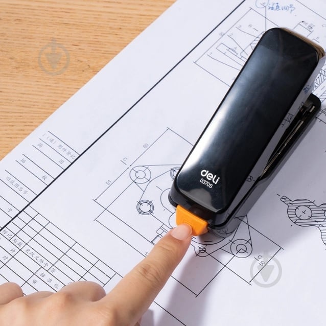 Степлер 0370 черный №24 25 листов Deli - фото 5